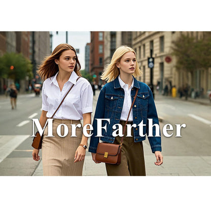 MoreFarther Genuine Leather Crossbody Purse for Women, Beige