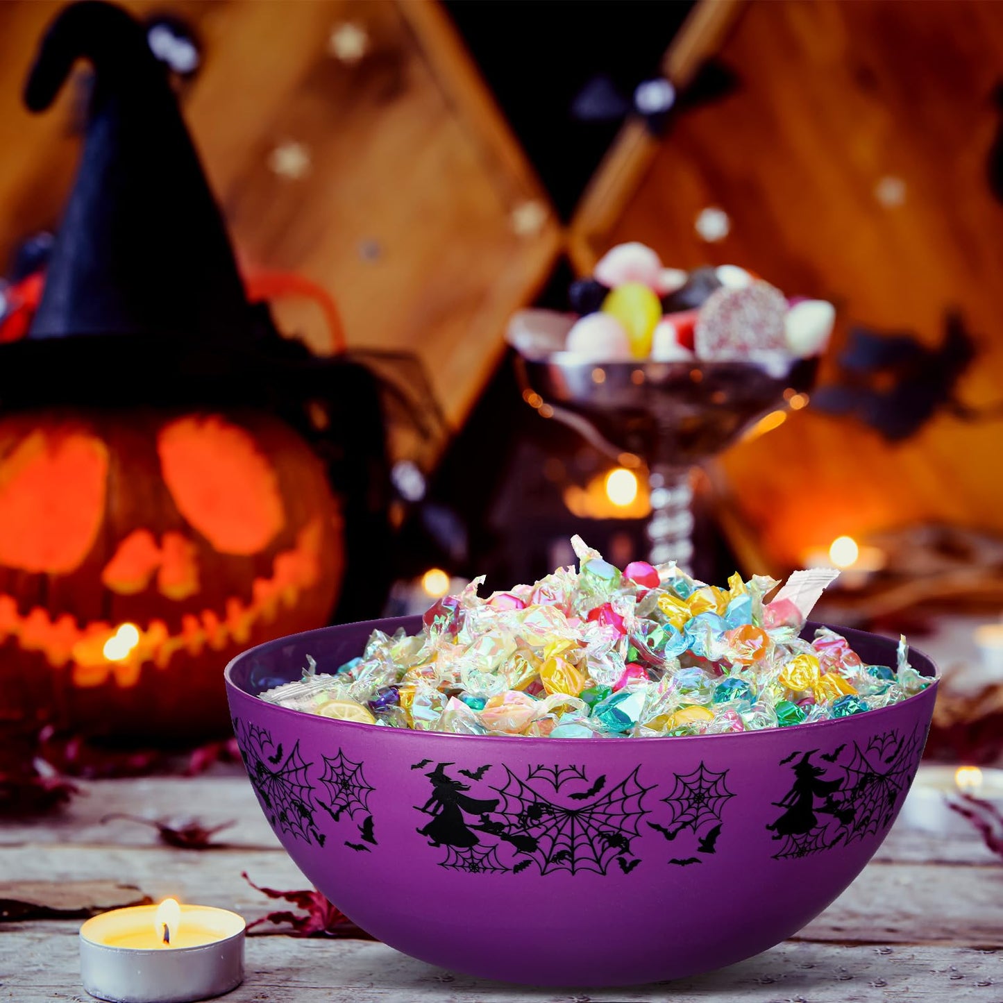 Didaey 3 Pcs Halloween Candy Bowl Plastic Trick Treat Candy Bowls Halloween Party Supplies Large Party Plastic Serving Tableware Holders(Horrific)
