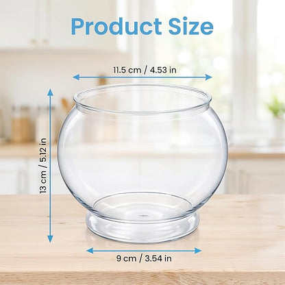 Mini Plastic Fish Bowl 38 oz Decorative Small Fish Tank Round Plastic Fishbowl Unbreakable Aquarium Starter Kit for Hydroponic Planter Centerpiece Vases Party Decorations