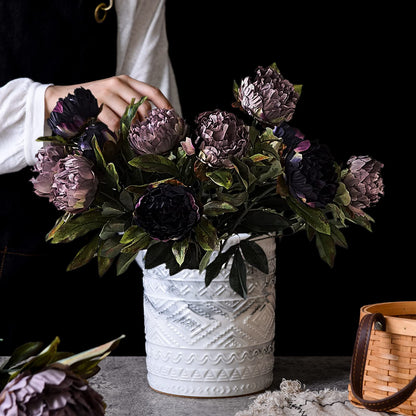 Yundu Grey Ceramic Marble Kitchen Utensil Holder for Countertop, Utensil Crock for Home Décor