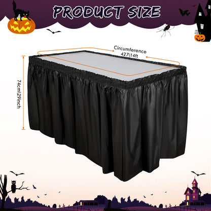 Breling 4 Pcs Plastic Table Skirt 29 Inches x 14 ft Disposable Table Skirt for Rectangle Tablecloth Wedding Shower Birthday Party Banquet(Black)
