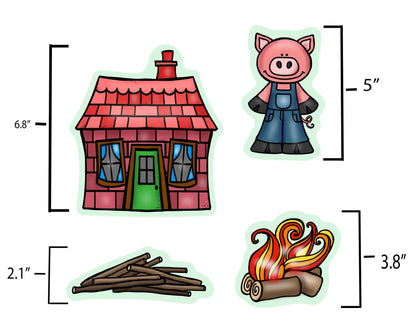 Three Little Pigs Story Set Flannel Felt Board Figures 14 Pieces PRECUT Plus Activity Pages Preschool Made in USA of Domestic Felt & Imported Ink(Medium)