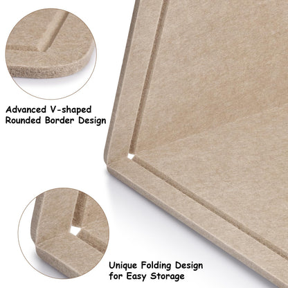 Foldable Large Bulletin Board, 60x36 Inches Cork Board Alternative, Large Felt Board Decorative Pin Board for Wall, Foldable Photo Board Self-Adhesive Vision Board with 36 Pushpins Khaki