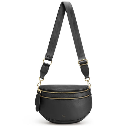 Kattee Crossbody Bag Bum Bags for Women, Leather Fanny Packs Belt Bag, Spacious Sling Purses for Women with RFID Blocking, Black