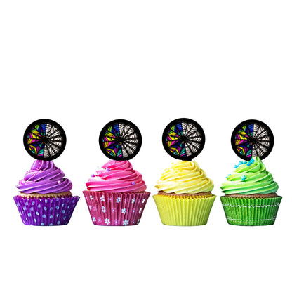 The Laughing Peach Wednesday Birthday Party Decor, Wednesday Window Cupcake Topper 12 Pack, Wednesday's Ophelia Hall Inspired Cupcake Topper