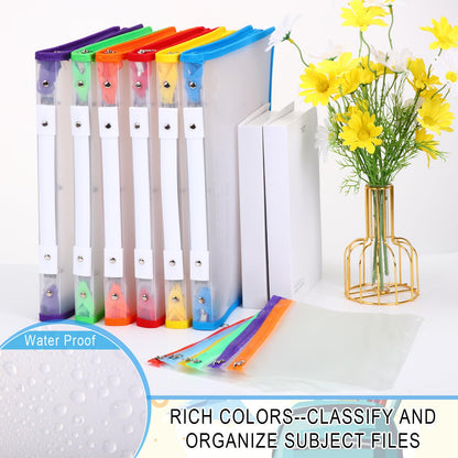 Fulmoon 6 Pack 1 Inch Zipper Binder, 3 Ring Binder with 2 Interior Pockets, Plastic Pencil Pouch, Expanding File Zippered Holds 8.5''x11'' for Projects, Assignments, Memos, School Work (Clear)