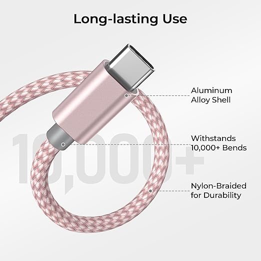 Basesailor USB Type C Charger Cable 10FT 2Pack,Charging Cord for Kindle Fire HD 7 2022 12th,10 9th 2019,8 10th 2020,Paperwhite 11th 2021 Generation,Samsung Galaxy A03s,A51,A52,A53,iPhone 17 16 16e