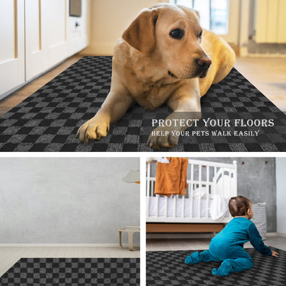 AYOHA Runner Rug 2' x 6' Indoor/Outdoor Carpet Runners, Hallway Kitchen Entryway Bedroom Area Rugs with Natural Non-Slip Rubber Backing, Garage mat, Checkered Black Custom