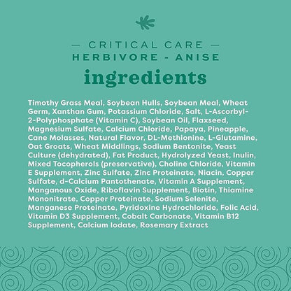Oxbow Critical Care Herbivore Assist Feeding Formula for Rabbits & Guinea Pigs, High Fiber Timothy Hay Recovery Food, Natural Anise Flavor, Vet Recommended Emergency Nutrition, 454g 2 Pack