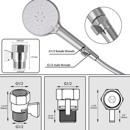 Hsmhose Shower Shut Off Valve, Shower Flow Control Valve,Soild Brass Flow Pressure Regulator for Handheld Shower Head G1/2 Chrome