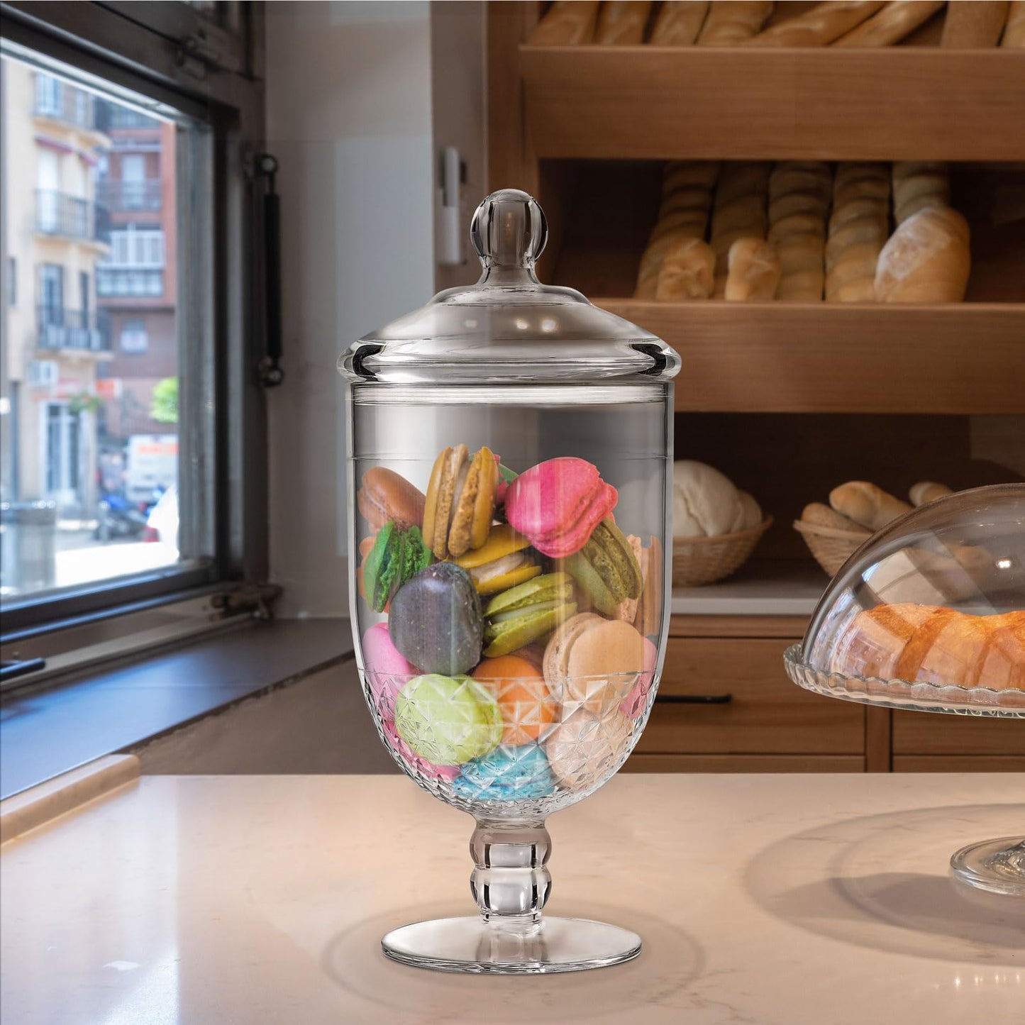 Moflekja Apothecary Jar with Airtight Lid in Premium Acrylic Plastic, Decorative Weddings Candy Buffet, Elegant Storage Jar, 50-Ounce