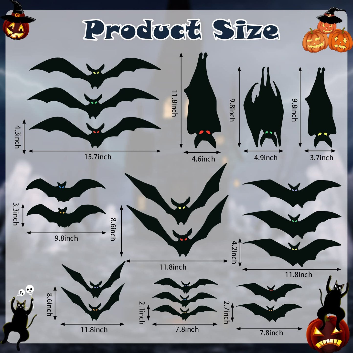 Konohan 20 Pcs Halloween Magnetic Bats Garage Door Bats Decorations Magnet Sticker Car Refrigerator for Outdoor Party Decor(Black)