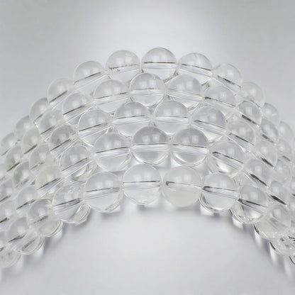 MJDCB 7A Natural White Clear Quartz Round Beads Gemstone Beads for DIY Necklace Bracelat Jewelry Making Strand 15" (6mm)