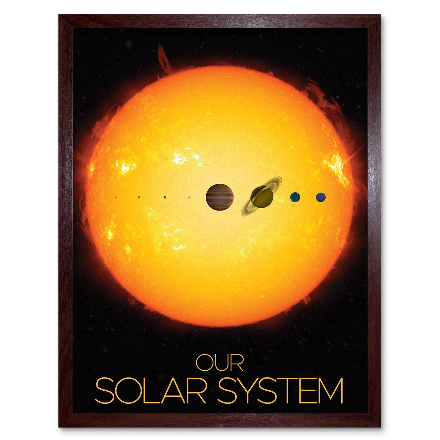 Artery8 NASA Our Solar System Planets and Sun Size Comparison Art Print Framed Poster Wall Decor 12x16 inch