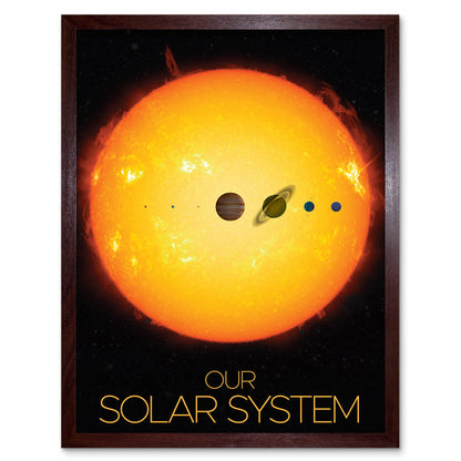 Artery8 NASA Our Solar System Planets and Sun Size Comparison Art Print Framed Poster Wall Decor 12x16 inch