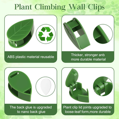 Pwfkgo 120 Pcs Plant Wall Clips, Plant Climbing Wall Fixture Clips, Wall Vines Fixing Clips with 144 Adhesive Stickers, Self-Adhesive Plant Fixer for Vine Support and Indoor Outdoor Decoration