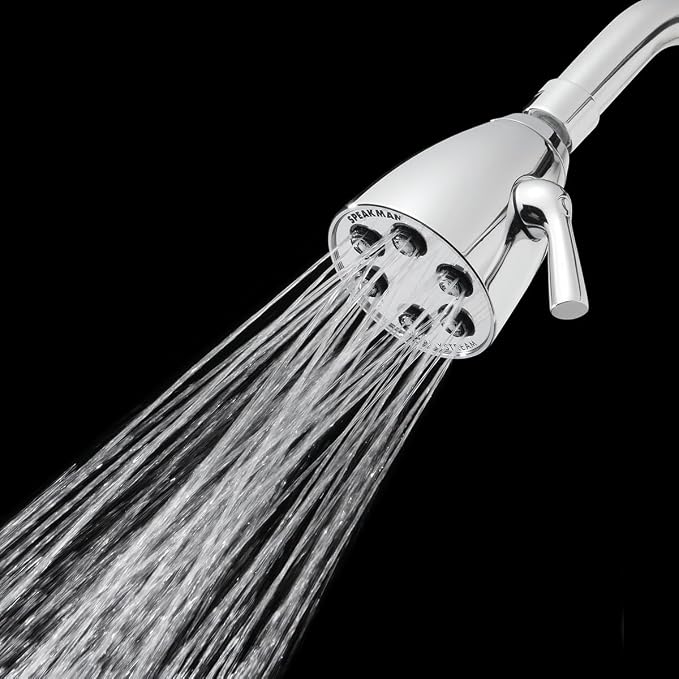 Speakman S-2252 Signature Icon Anystream Adjustable High Pressure Shower Head-2.5 GPM Solid Brass Replacement Bathroom Showerhead, Polished Chrome Finish