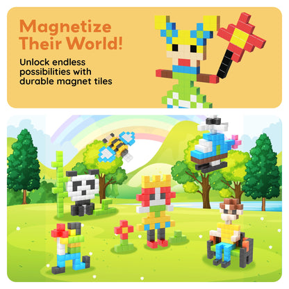 PicassoTiles 108pcs 1” Magnetic Puzzle Cubes Magnet Toys Preschool Construction Building Block Set Sensory Toy Early Education STEM Learning Come with Ideabook for Children Age 3+ Boy Girl PMC108