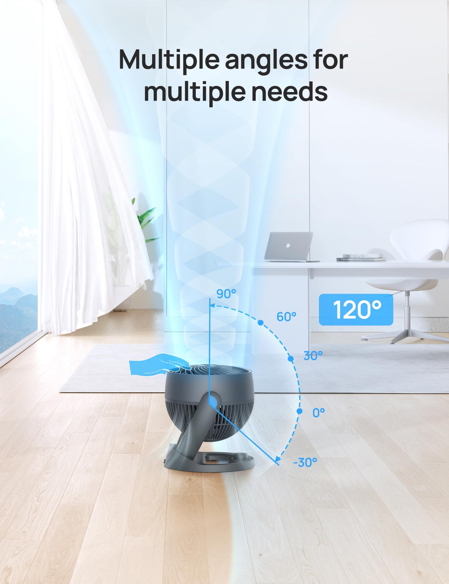 Dreo Fan for Bedroom, 12 Inches, 70ft Powerful Airflow, 28db Quiet Table Air Circulator Fans for Whole Room, 120° Adjustable Tilt, 3 Speeds, Desktop Fan for Home, Office, Kitchen