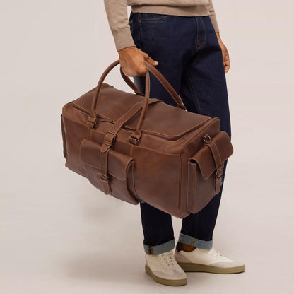 OBI PELLE® Premium Leather Duffle Bag for Travel - 21 Inches | Leather Travel Bag with Adjustable Shoulder Strap - Large, Weekend Overnight Luggage Bag for Men & Women