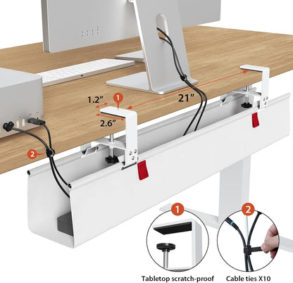 Univivi No Drill Under Desk Cable Management Tray, 36" Cord Organizer for Table, Clamp/Screw Mount Desk Cable Management, Premium Fabric Cable Management Tray for Office, Home