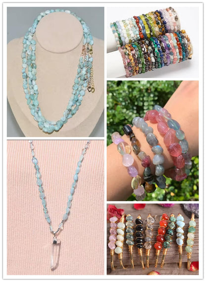 jodaying 6-8mm Natural Labradorite Nuggets Oval Free Tumbled Pebble Semi Precious Gemstone Loose Stone Beads Approx 15.5 inch for DIY Jewelry Making