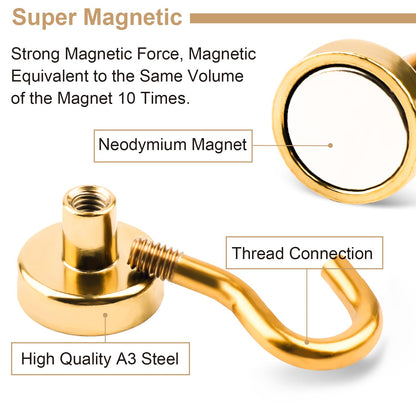 DIYMAG Magnetic Hooks Gold, 30Lbs Strong Heavy Duty Cruise Magnet S-Hook for Classroom, Fridge, Hanging, Cabins, Grill, Kitchen, Garage, Workplace and Office Etc, (20 Pack)