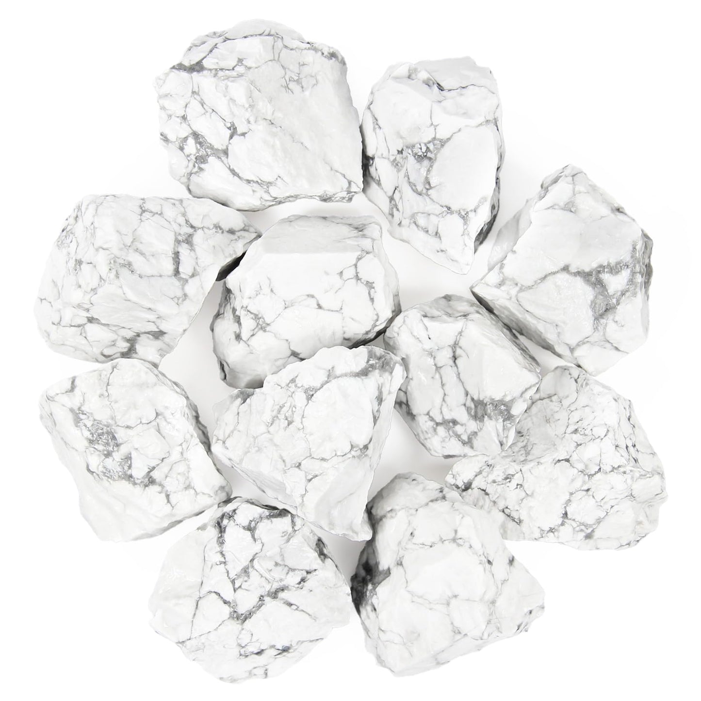 1.1lb Bulk Raw Howlite Rough Crystal- Natural Howlite Raw Stones Crystal for Tumbling, Cabbing, Fountain Rocks, Decoration, Polishing, Wire Wrapping, Wicca & Reiki Crystal Healing