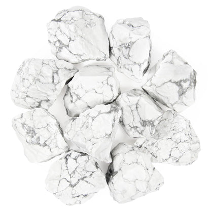 1.1lb Bulk Raw Howlite Rough Crystal- Natural Howlite Raw Stones Crystal for Tumbling, Cabbing, Fountain Rocks, Decoration, Polishing, Wire Wrapping, Wicca & Reiki Crystal Healing