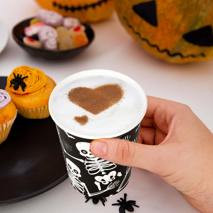 JarThenaAMCS 50Pcs Halloween Disposable Paper Cups 9oz Skeleton Party Cups for Coffee Juice Hot Cold Drinks Trick or Treat Party Supplies