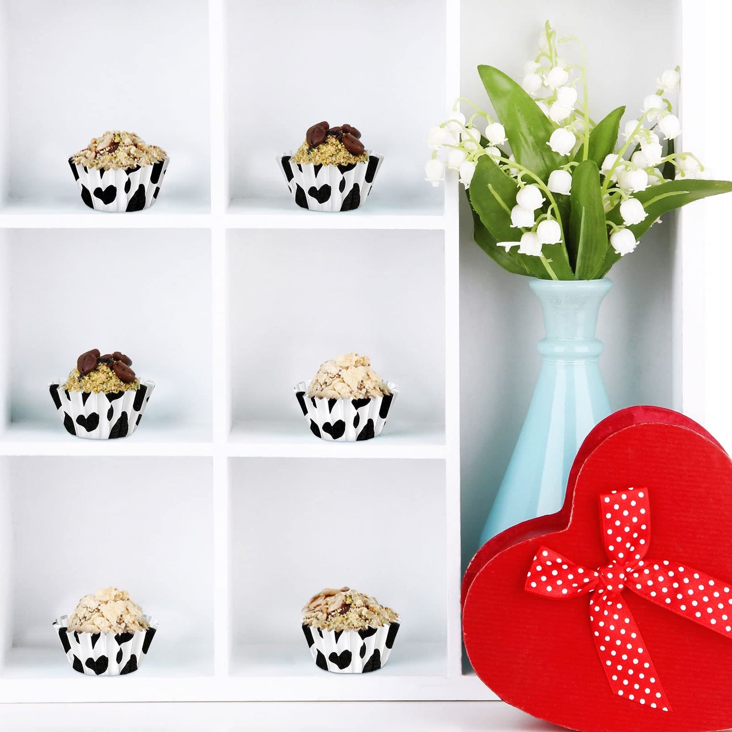 Pinkunn 600 Pcs Cow Print Paper Cupcake Liners Mini Cupcake Liners Muffin Baking Cups Small Candy Cups Making Supplies for Birthday Shower Theme Graduation Party Decoration