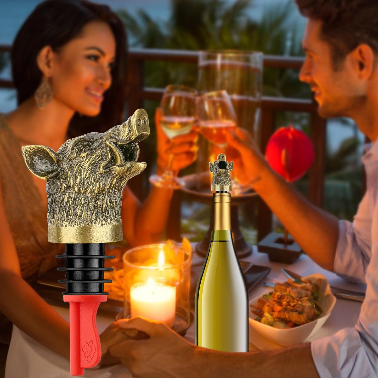 LULLEA Wild Boar Head 2-In-1 Wine Aerator Bottle Pourer and Stopper for Men Women, Hunting Gifts for Hunters, Liquor Bottle Pourers Spout for Alcohol Spirits, Wine Gifts Accessories