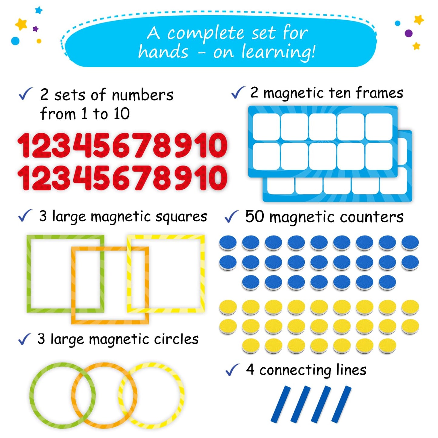 84 PCS Magnetic Number Bonds & Magnetic Ten Frames Set - Jumbo 10 Frames for Classroom, Numbers for Whiteboard, Math Counters Math Manipulatives, Classroom Must Haves - Simply Magic