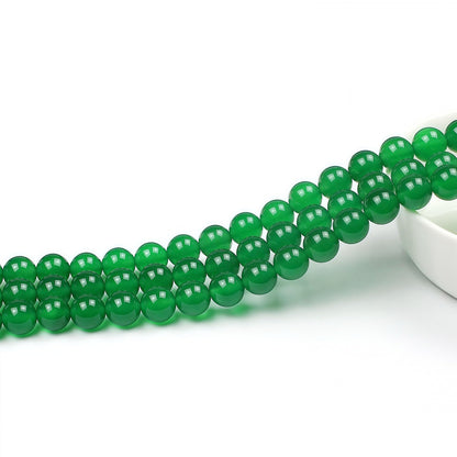 MJDCB 7A Natural Green Agate Beads Round Stone Loose Beads for Necklace Bracelet Charms Jewelry Making 15" (6mm)