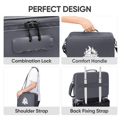 BALEINE Fireproof Document Box with Lock, Portable Fireproof Document Bag Waterproof Fire Proof File Boxes for Documents, File Organizer Box for Important Paperwork (Gray, 15''x11''x4'')