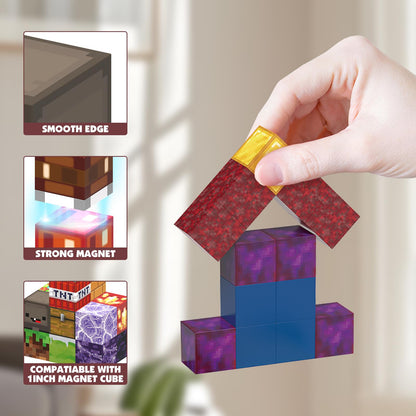JIMI 120PCS Magnetic Blocks Building Toys, Magnetic Building Blocks Set for Boys Girls Ages 3+, 1 inch Magnet Cubes Montessori Sensory Stacking Construction Toys Christmas Birthday Present