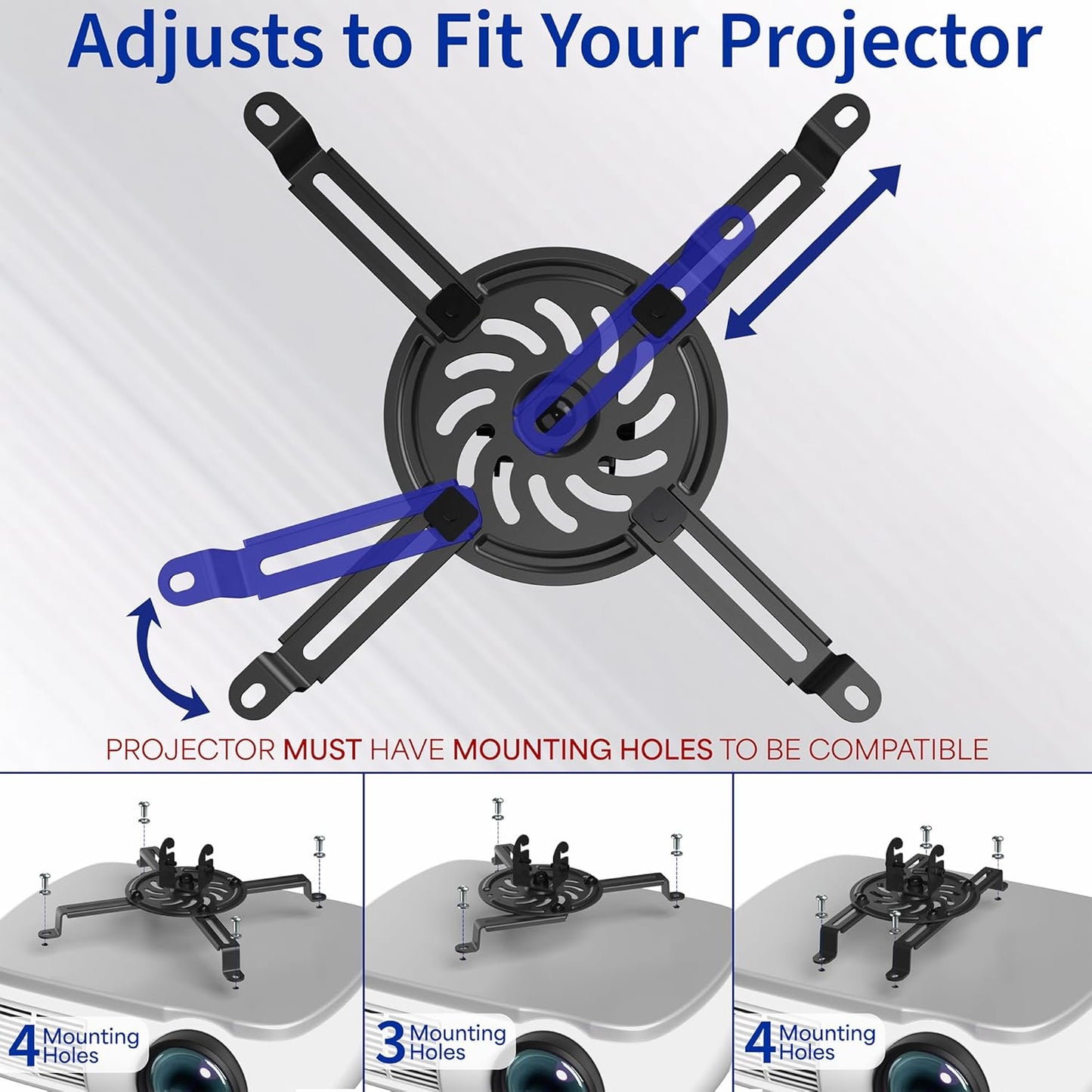 VIVO Extending Ceiling Projector Mount, Height Adjustable Projection, Up to 12.5 inch Mounting Range with 1.5 inch Mini Projector Range, Black, MOUNT-VP02B