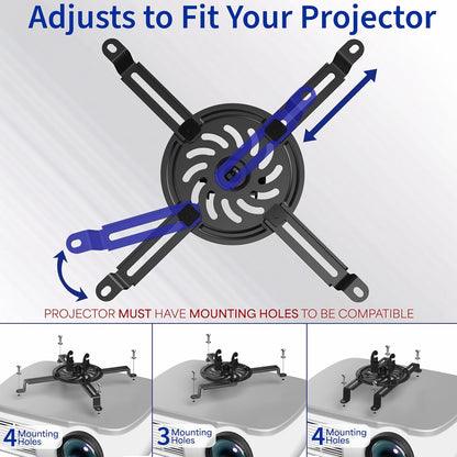 VIVO Extending Ceiling Projector Mount, Height Adjustable Projection, Up to 12.5 inch Mounting Range with 1.5 inch Mini Projector Range, Black, MOUNT-VP02B
