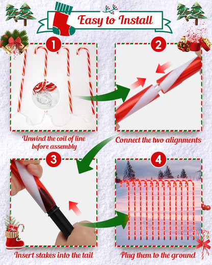 COOLWUFAN 36" Candy Cane Christmas Decorations, 24 Pack Giant Candy Cane Lights, Outdoor Pathway Markers Lights for Xmas Holiday Walkway Patio Garden Yard Lawn