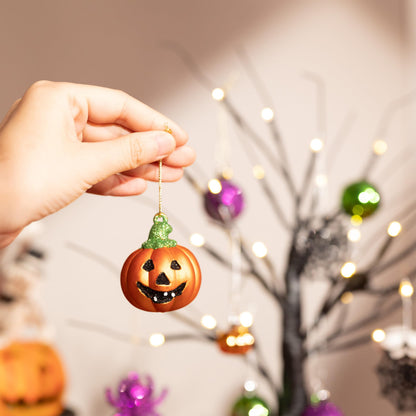 Valery Madelyn 16Inch Halloween Black Tree with 12ct Shatterproof Ornaments, Halloween Tabletop with Hanging Tree Decorations Ball Pumpkins Spider Bat Jack O Lantern(24 Orange LEDs)