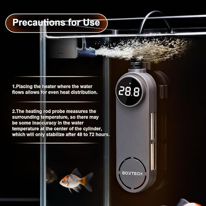 boxtech Betta Fish Tank Heater - Small Aquarium Heater 75w for Turtle Tank with Led Digital Display, External Temperature Controller for 8 to 17 Gallon Tanks
