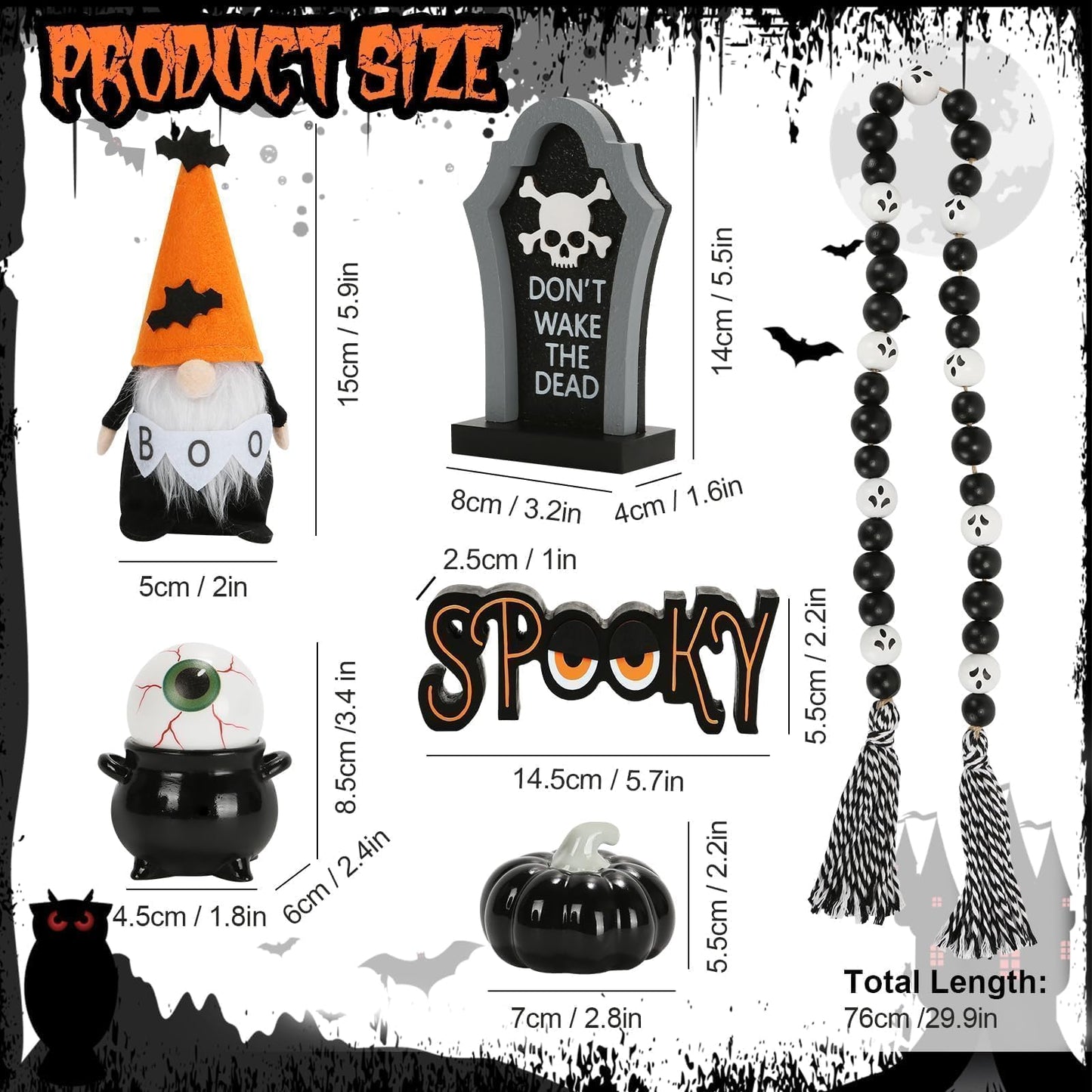 Halloween Decorations 6PCS Tiered Tray Decor, Cute Tabletop Halloween Decor for Home Office Tray Shelf Mantel Table Centerpieces Farmhouse Rustic Spooky Wood Signs