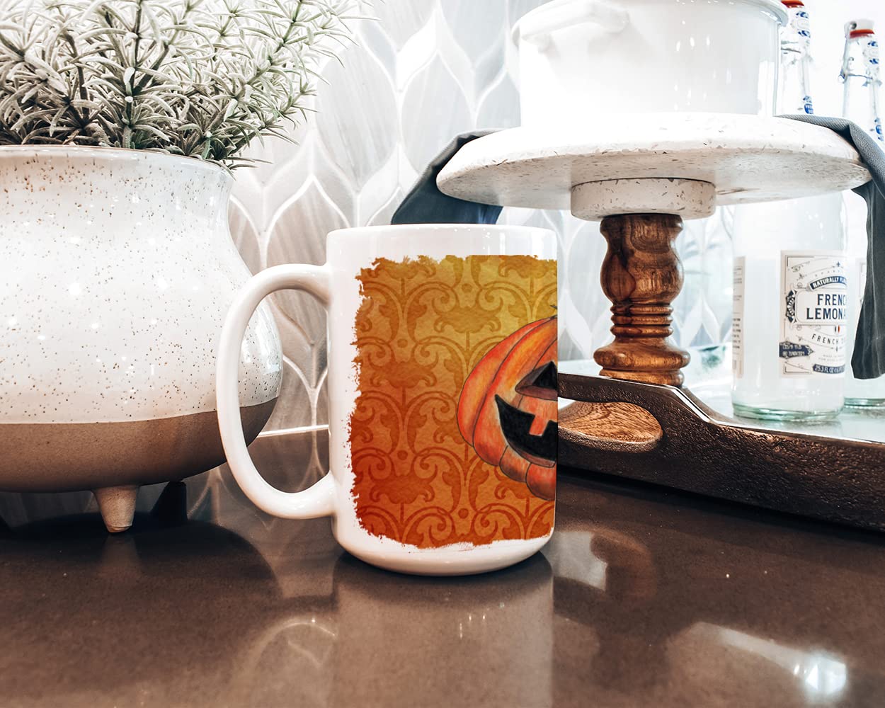 Caroline's Treasures SB3020CM15 October Pumpkin Halloween Dishwasher Safe Microwavable Ceramic Coffee Mug 15 ounce, 15 ounce, multicolor