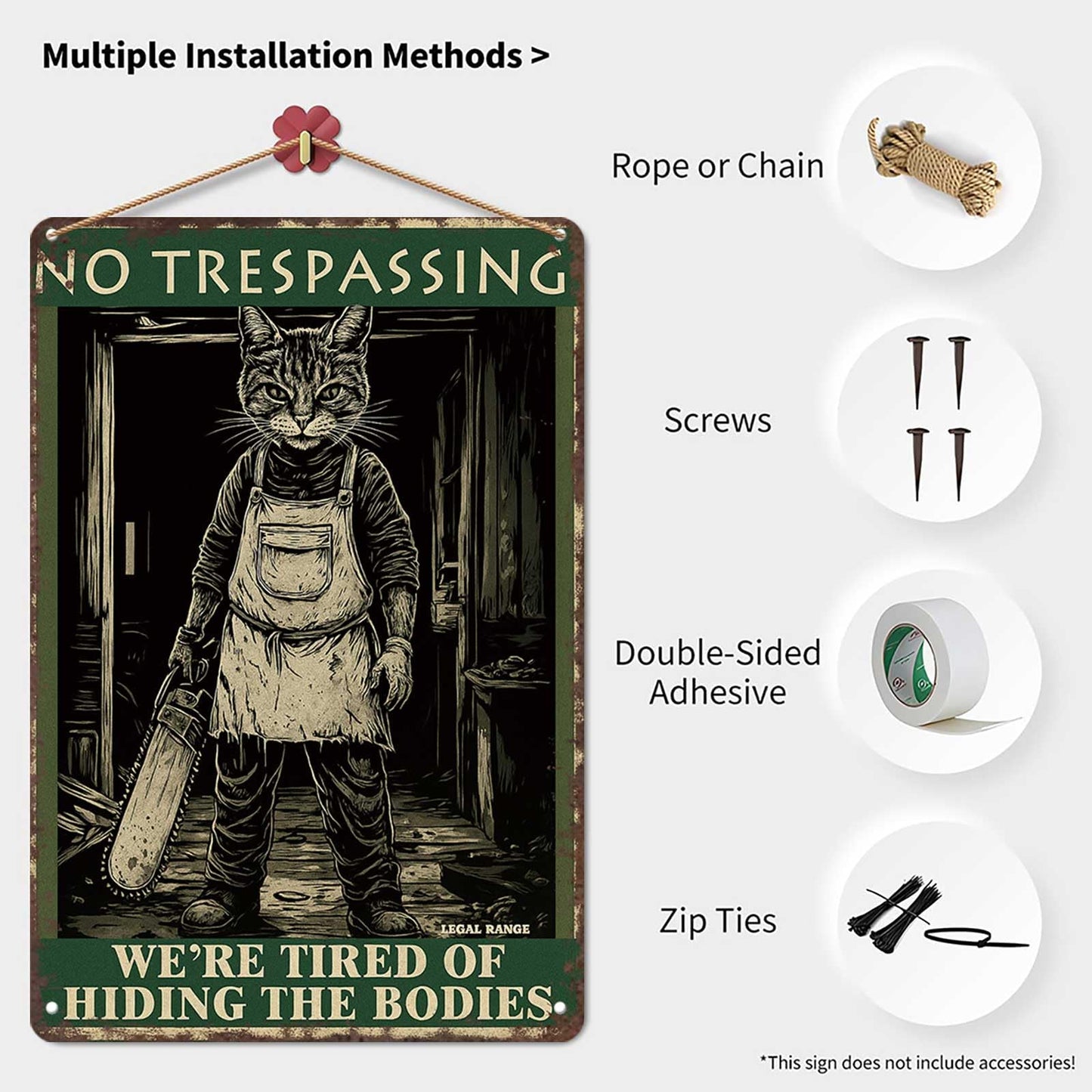 Halloween Garage Door Decorations No Trespassing Sign-8x12inch Funny Metal Tin Sign We'Re Tired Of Hiding The Bodies