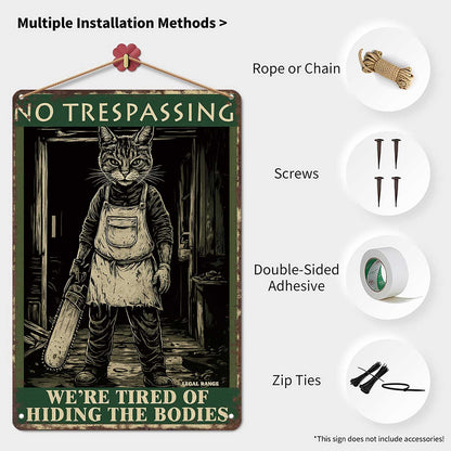 Halloween Garage Door Decorations No Trespassing Sign-8x12inch Funny Metal Tin Sign We'Re Tired Of Hiding The Bodies