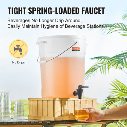 VEVOR Beverage Dispenser, 5 Gallon *2 Drink Dispensers for Parties, Plastic Juice Dispenser with Spigot and Lid, Iced Tea Lemonade Juice Water Dispenser, for Restaurants, Hotels, Parties, 2 Pack