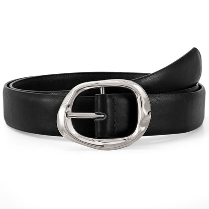 JASGOOD Women Leather Belt for Jeans Pants Ladies Casual Waist Belt Fashion Women Belt with Silver Buckle
