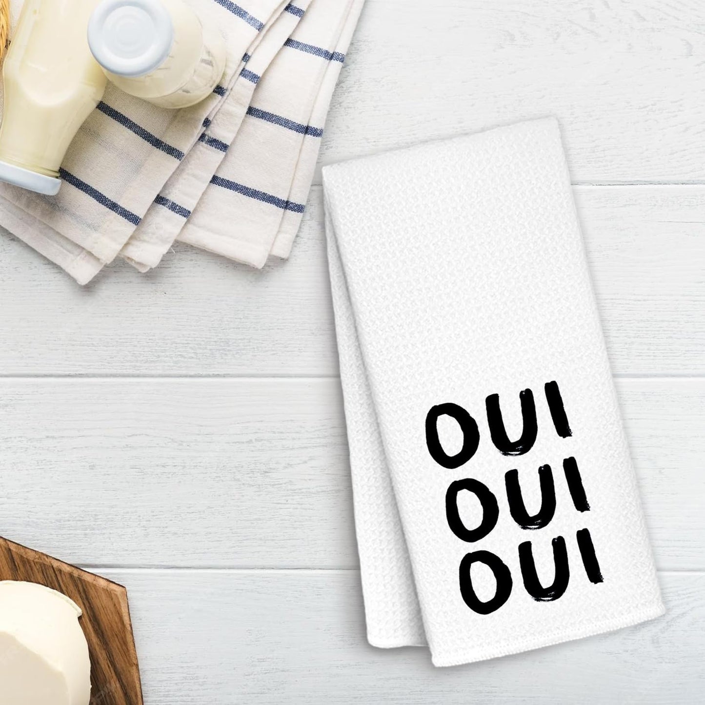 FWSFD Funny Bathroom Hand Towels, French Bathroom Decor, Modern French Quote Oui Oui Decorative Hand Towels for Toilet Bath Room Washroom Restroom, 16x24 Inches