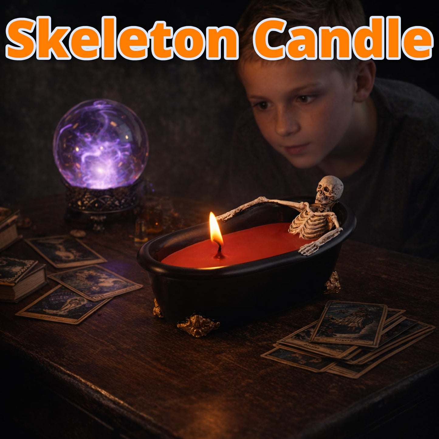 Wowagoga Skeleton Candle Decorations Gothic Skeleton in Bathtub for Home Tables Decoration Ornaments Spooky Halloween Gifts