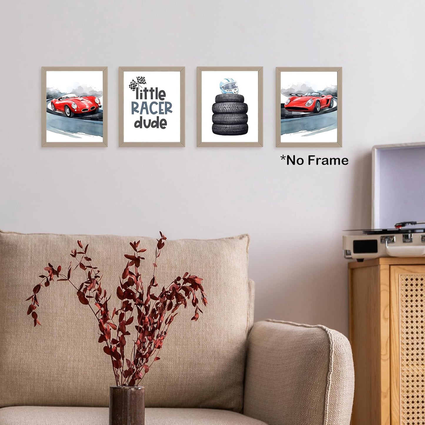 Modern Car Posters Classic Supercar Wall Art Prints, Cool Racing Ferrari Lamborghini McLaren Pagani Canvas Posters for Man Cave Boys Room Wall Decor, Sports Car Art Prints, Set of 4 (8"x10" Unframed)